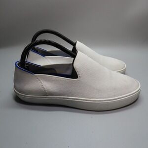 Slip-On Canvas Sneakers in White with Blue Trim